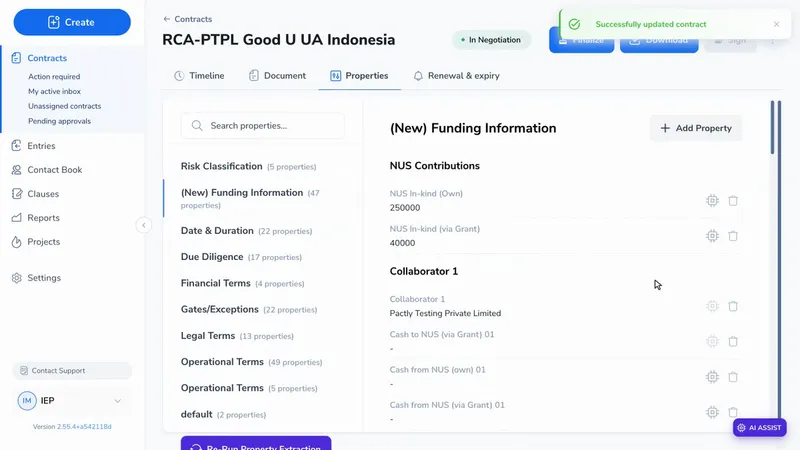 The Funding Information group on the Properties tab, with an amount being edited