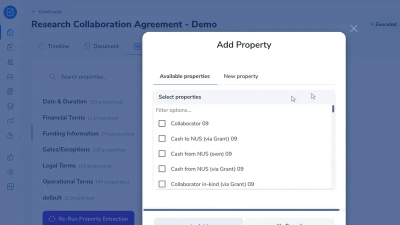 The Add Property button above the Funding Information group