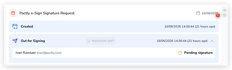 Find the active signature request