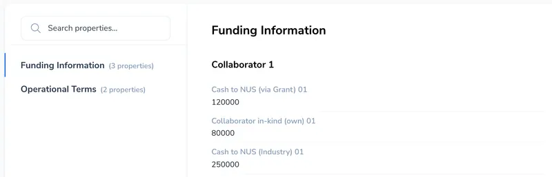 The Funding Information group on the case properties page