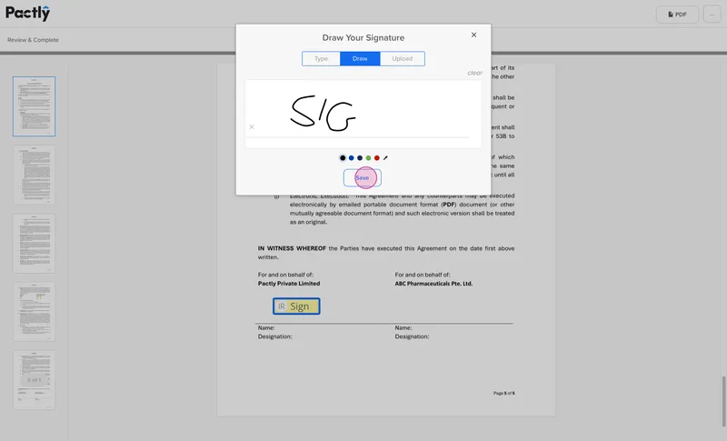 Save your signature