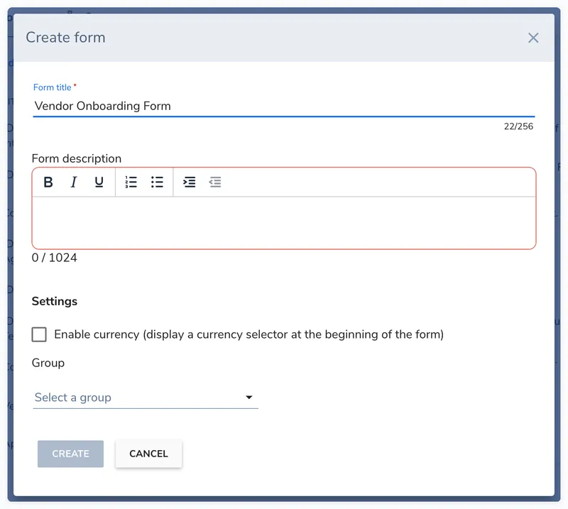 Fill in the form details