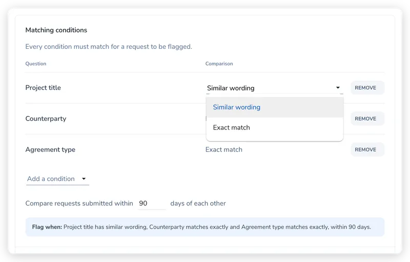 Add matching conditions