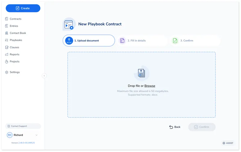 Upload the counterparty's document