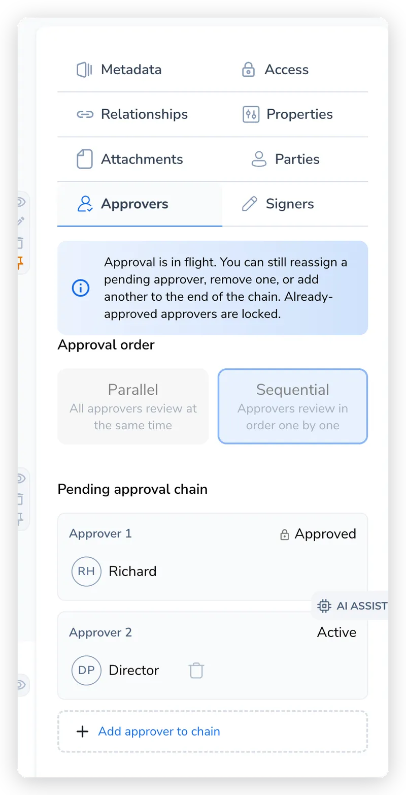 Open the Pending approval chain