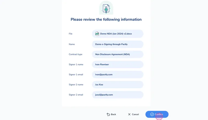 Review and confirm