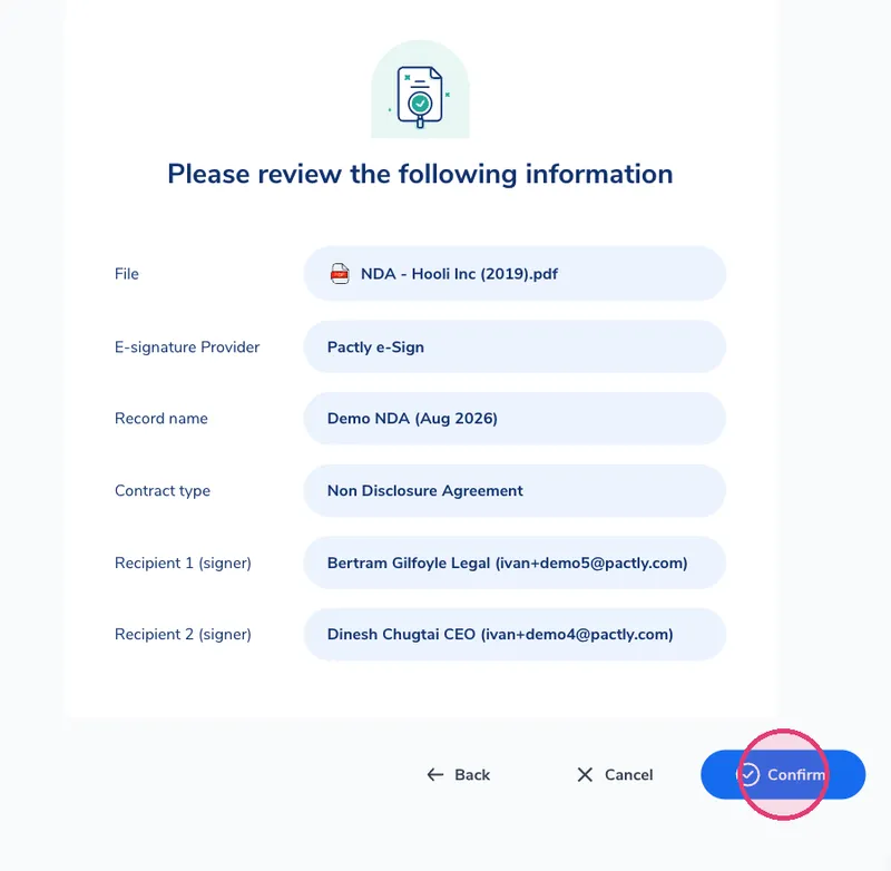 Review and confirm