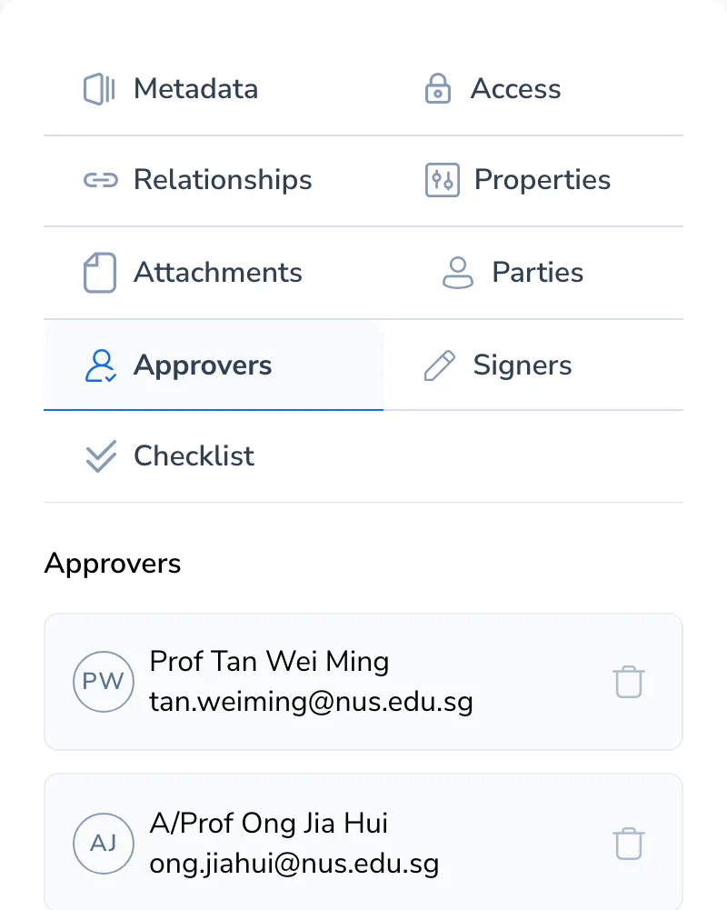 The Approvers tab listing the approvers the case routed to