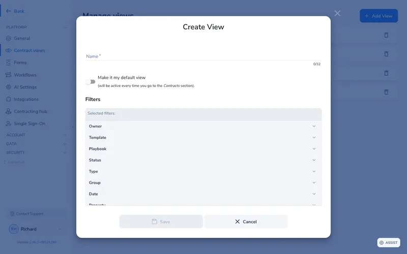 Name your view and set filters