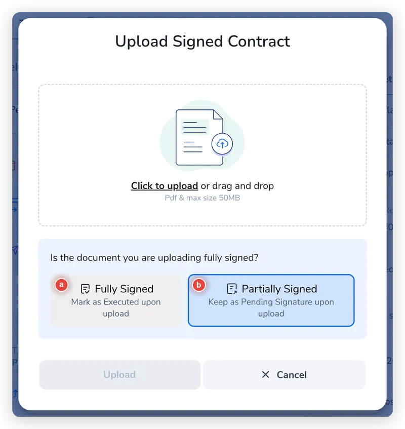 Set whether the document is fully or partially signed