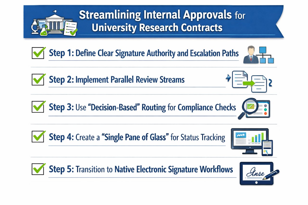5 steps to Streamlining Internal Approvals for University Research Contracts