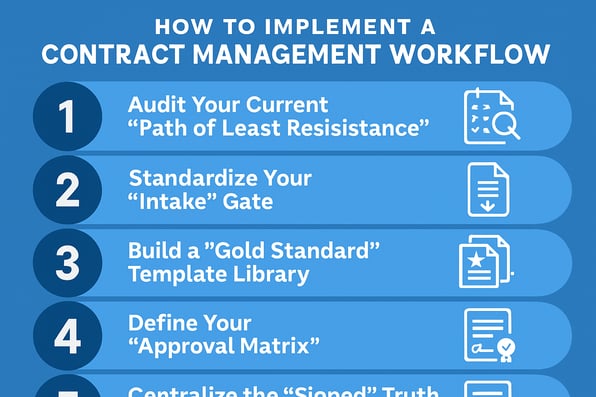 5 step checklist to implement a Contract Management Workflow