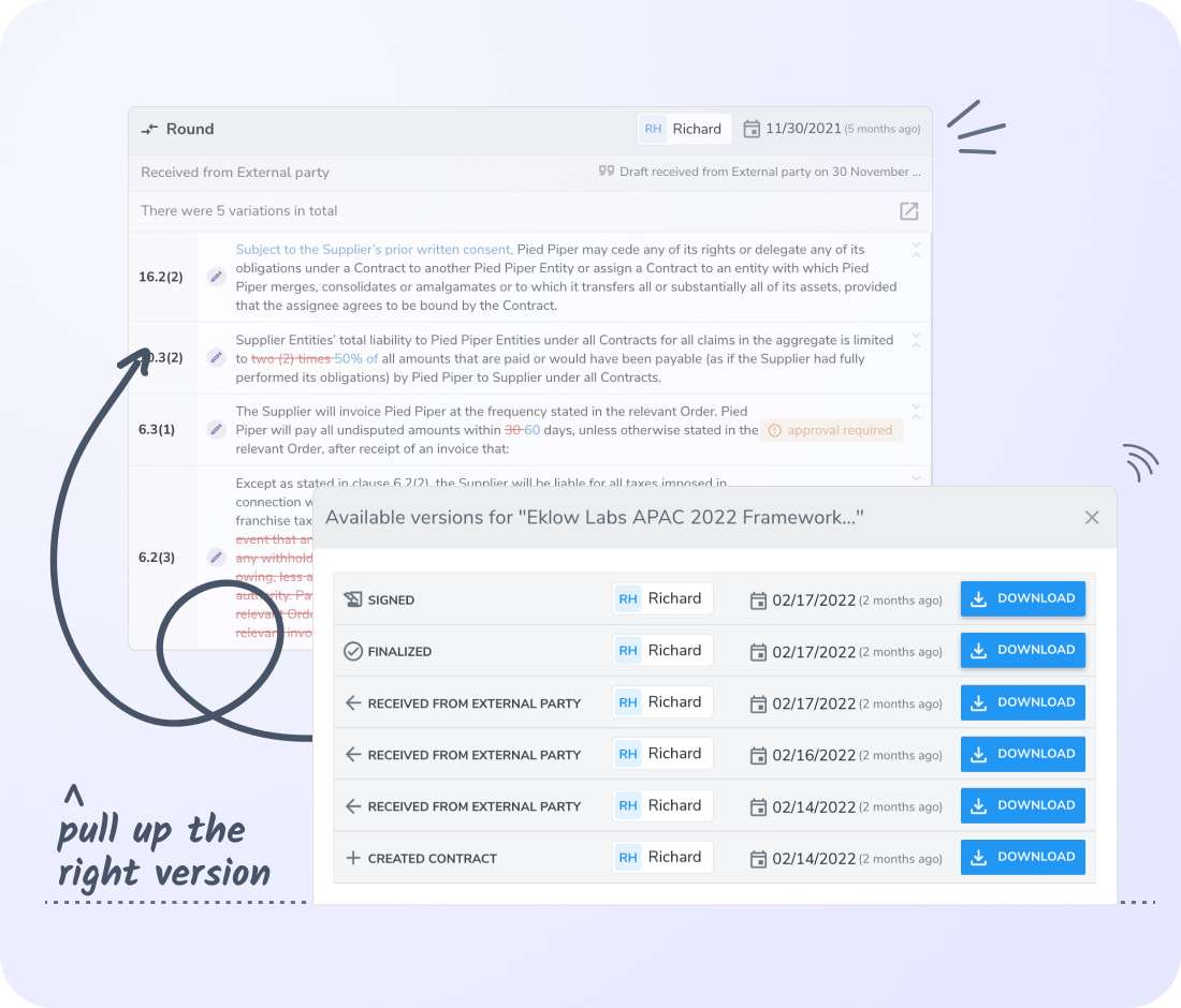 Keep track of document versions
