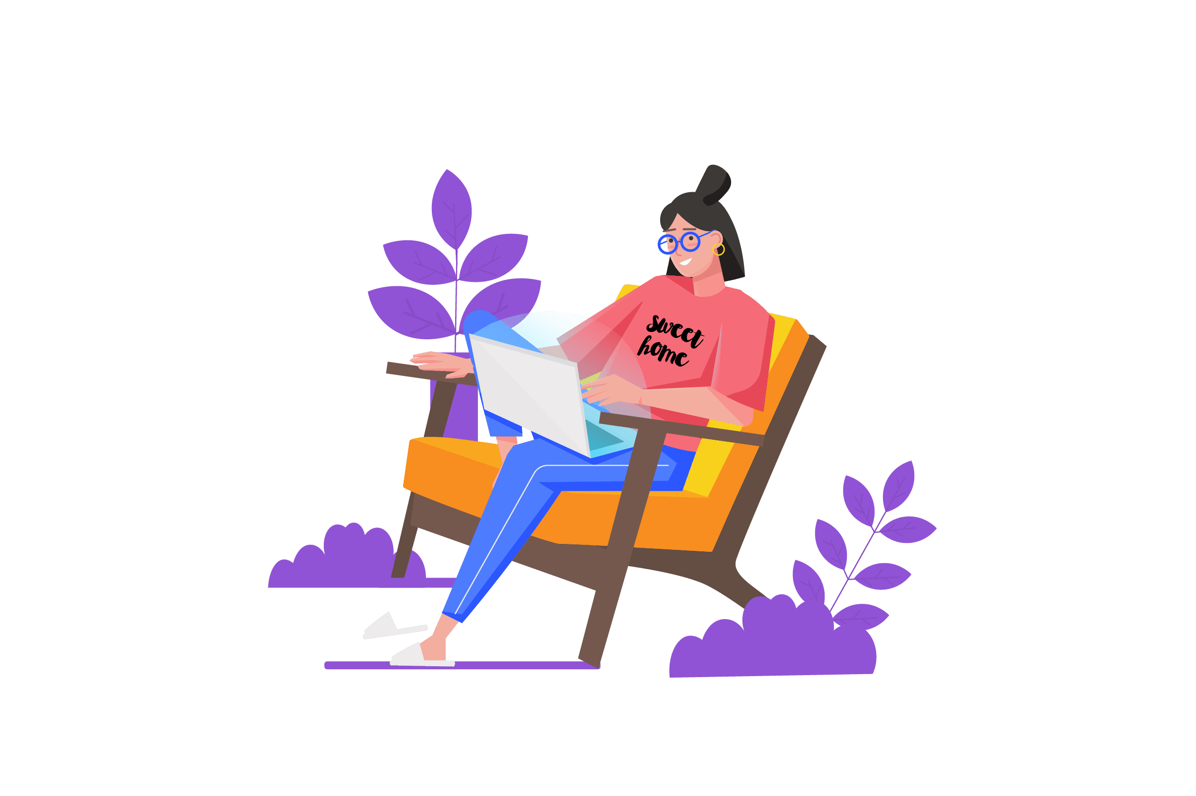 Illustration of lady working remotely